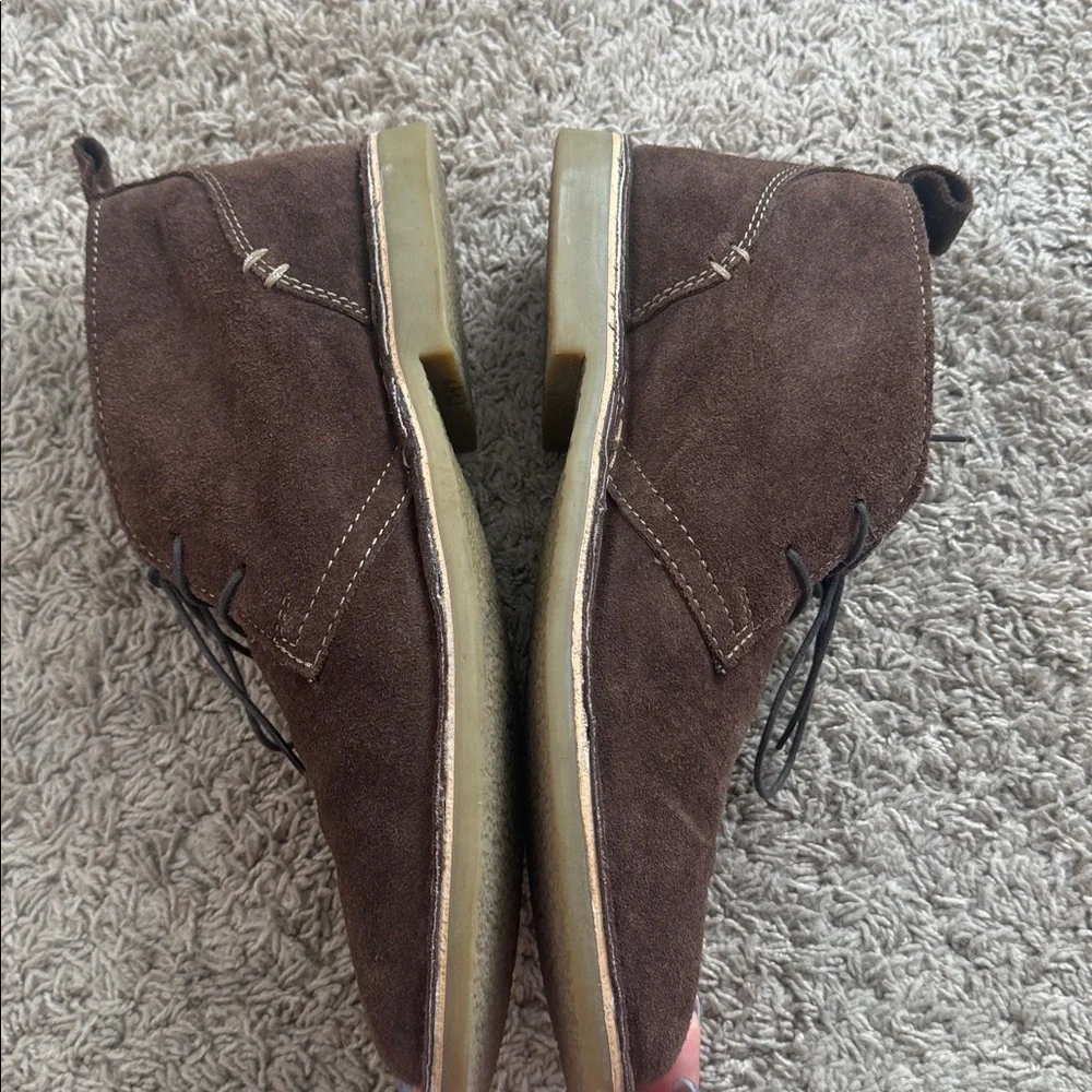 Crevo Men Brown Suede Memory Foam Lace-Up Chukka Boots Size 9.5